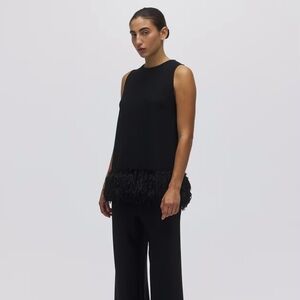 Black Feather Trim Top